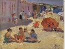 Sabaudia, oil on paperboard, signed by  Luigi Polverini (Rome 1903-1960). - Picture 01