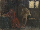 'Due figure', olio su cartone, bozzetto di Domenico Morelli (Napoli 18231901). - Foto 01