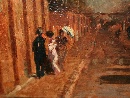 'Consular road to Pompei', oil on paper, Italy, late XIX century. - Picture 05