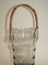 Holmegaard Smoke Glass Ice Bucket with wicker wrapped handle on scalloped rings, by Per Ltken, Denmark, 1962. - Picture 01
