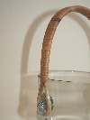 Holmegaard Smoke Glass Ice Bucket with wicker wrapped handle on scalloped rings, by Per Ltken, Denmark, 1962. - Picture 02