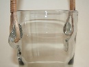 Holmegaard Smoke Glass Ice Bucket with wicker wrapped handle on scalloped rings, by Per Ltken, Denmark, 1962. - Picture 04